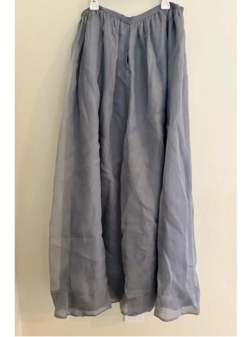 VTG DKNY Minimalist Silk Maxi Skirt Sz 6 Dusty Blue Romantic Ethereal Broomstick